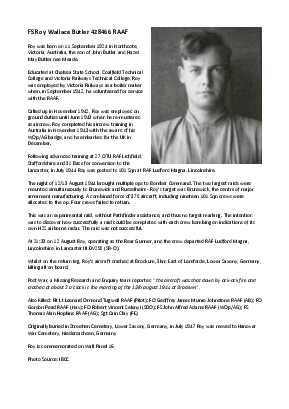 A preview of a PDF biography for Butler, Roy Wallace